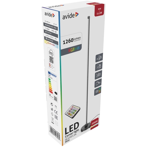 Avide LED sarok állólámpa digitális RGB + W zene szenzorral