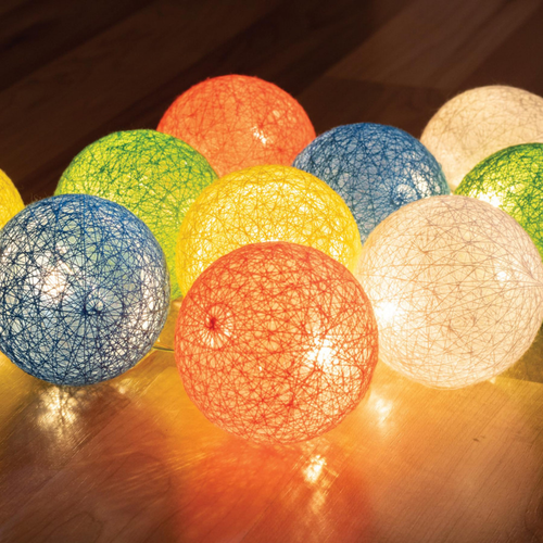 Home LED-es pamutgolyó fényfüzér, színes