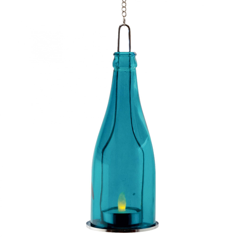 Home dekorációs üveg LED mécsessel, kék