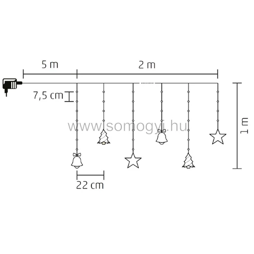 Home LED világító fényfüggöny, 2m