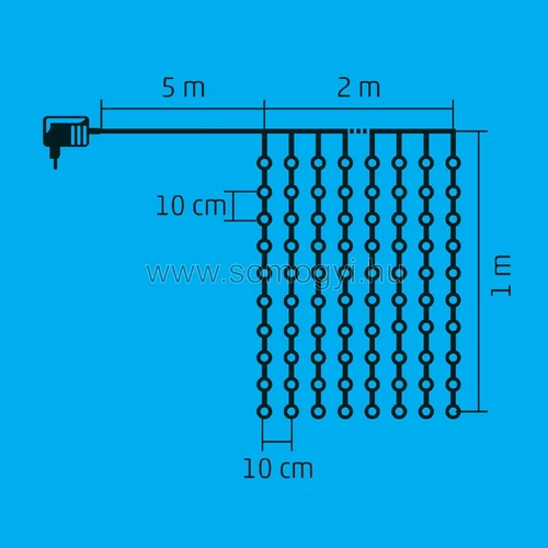 Home kültéri fényfüggöny, hideg fehér, 200cm